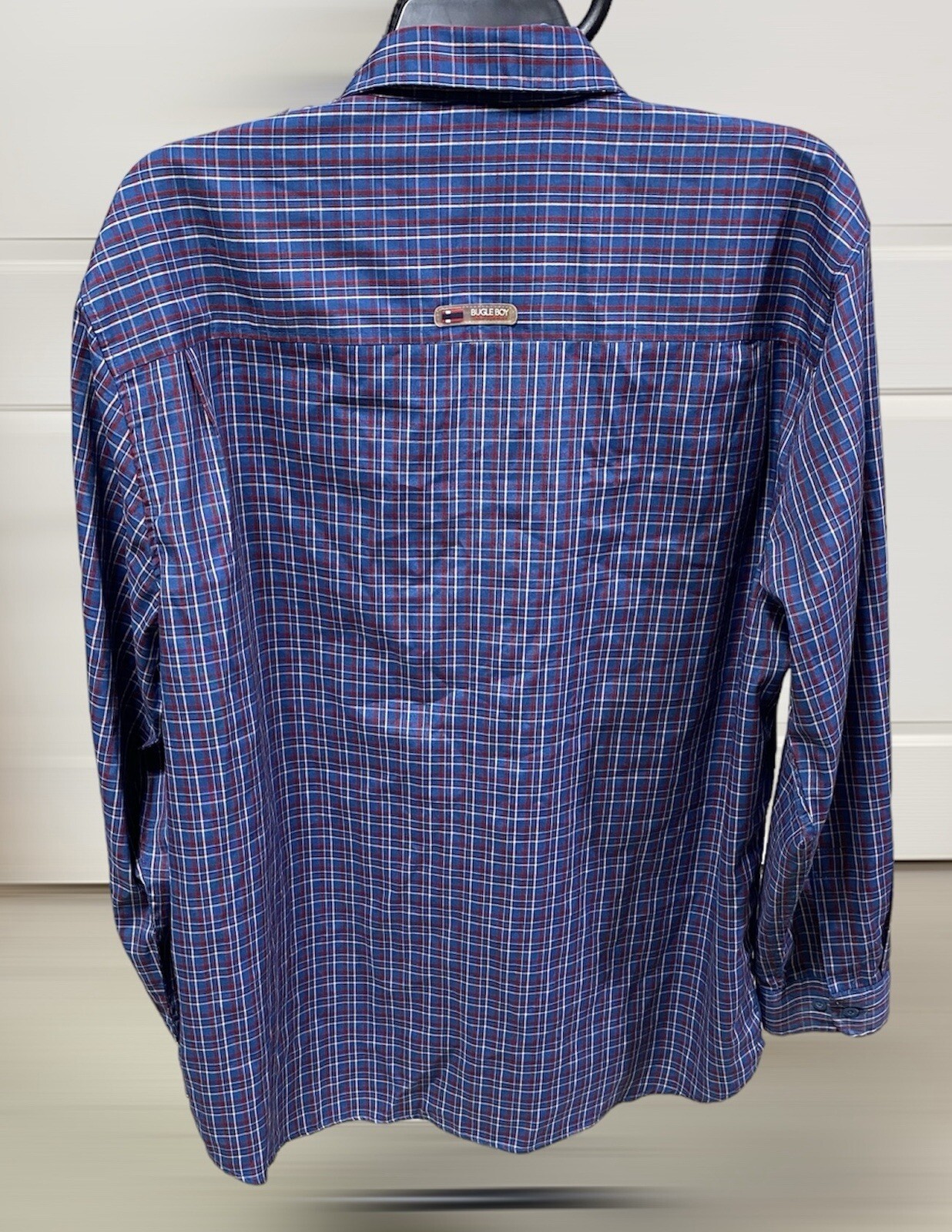 Bugle Boy Solid Plaid Blue Button Down Long Sleev… - image 7