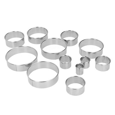 12pcs Mousse Ring Stainless Steel Round Cake Mold Pastry Decorations Baking Tool
