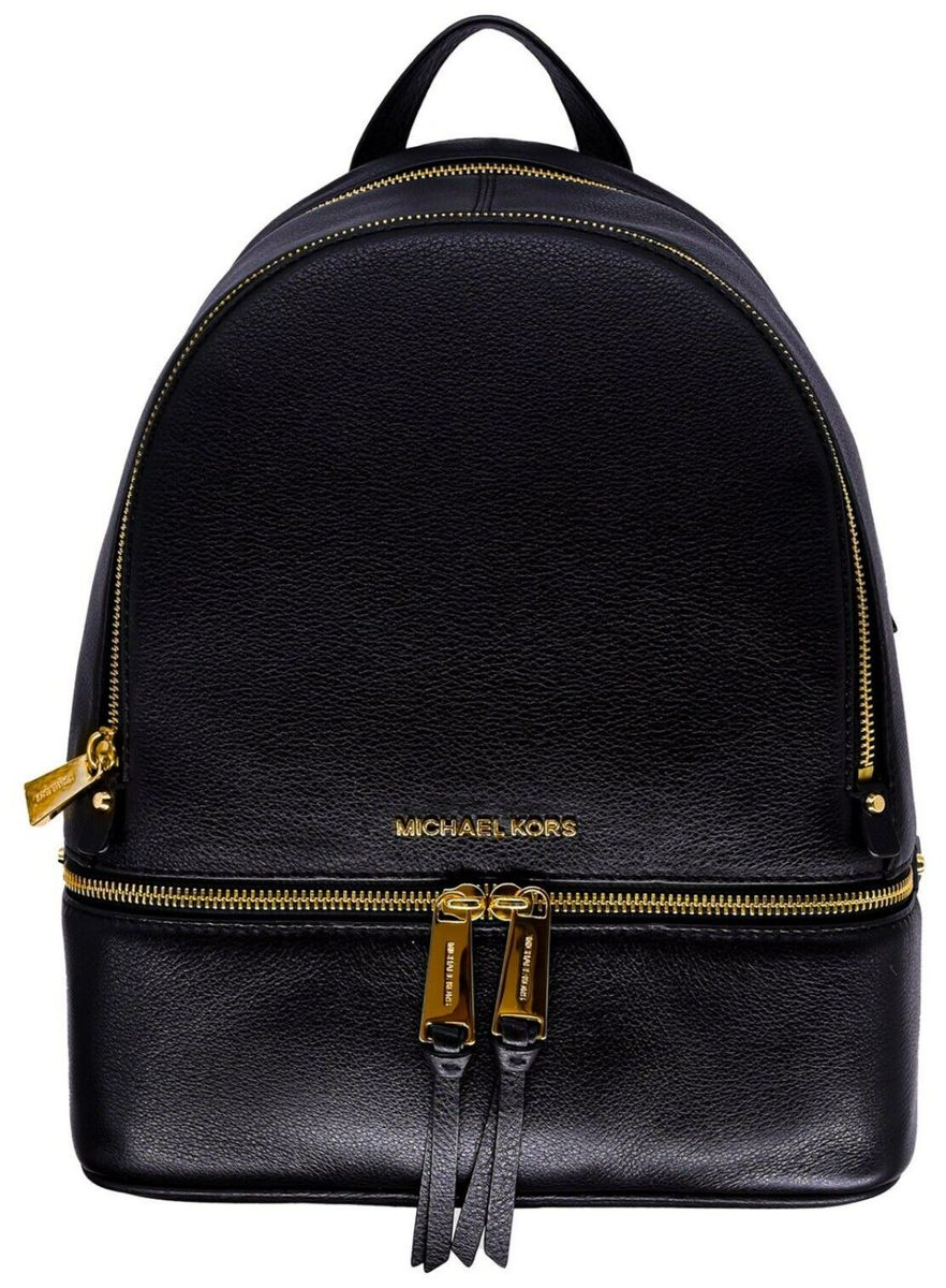 ?MICHAEL KORS RHEA ZIP MEDIUM BACKPACK BLACK LEATHER TRAVEL  display picture 3