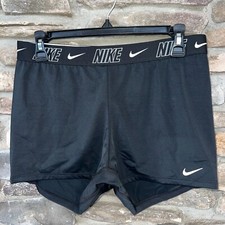 Nike Women's Logo Lined Kickshort SWIM SHORTS LARGE Black White NWT