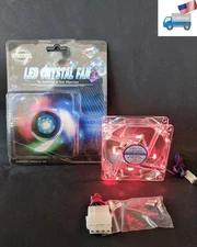 NEW Evercool Red Crystal LED 80mm x 25mm 3pin/Molex 12V PC Case Cooling Fan