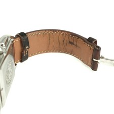 Hermes CC1.910 Cape Cod Chronograph Silver Brown Leather Watch Ladies Size 32mm 17