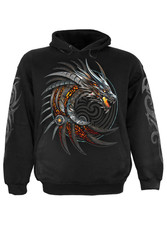 Mecha Dragon Pullover Hoodie Cyber Gothic Black Fantasy Sweatshirt Adults Kids