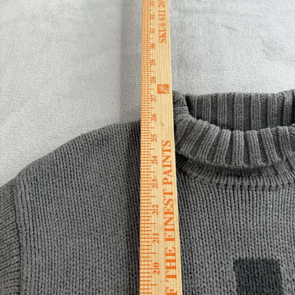 Victorinox Swiss Army Logo Mock Neck Knit Sweater Size Large Gray Cotton Chunky - Image 2 of 4