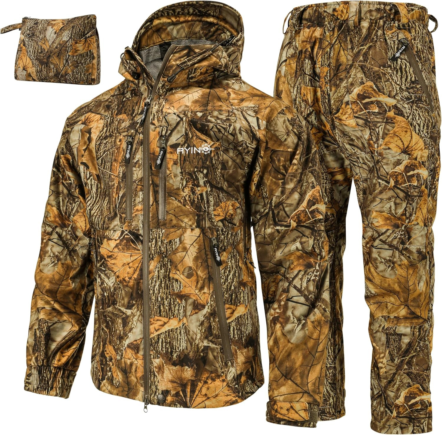 Men's Waterproof Camo Hunting Suit - Silent, Breathable, All-Weather Gear