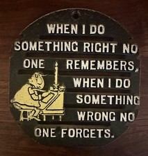 Vintage Metal Humorous Kitsch Novelty Sign Trivet Made In USA