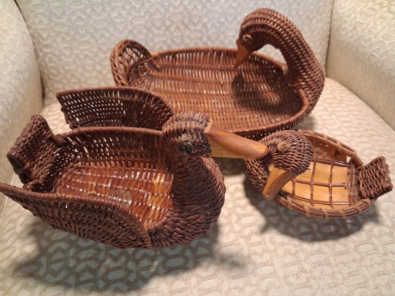 Trio of wicker ducks. Great condition.