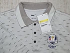 Ryder Cup 2025 Polo Mens Small Gray Golf Nike Dri Fit Bethpage Black Shirt NWT