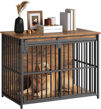 Dog Crate Furniture, 36.6" Heavy Duty Dog Kennel with Sliding Barn Door, Wooden