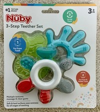 New Nuby 3 Step Teether Set 3 Month Plus For Babies Multiple Textures