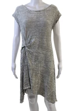 Max Studio Womens Striped Short Sleeves A Line Dress White Black Size Large