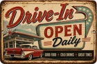 Drive-In Open Daily Retro Diner Sign Vintage 50s Restaurant Decor Classic  12x8