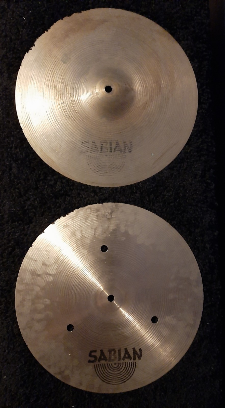 SABIAN FLAT HATS 14 INCH HI HAT CYMBALS VINTAGE 80S 90S