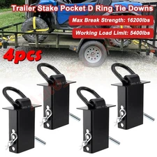 New Stake Pocket D Ring Heavy Duty Adjustable Trailer Stake Pocket,Black, 4 Pack