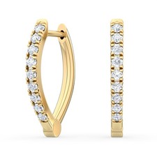 10k gold huggie hoop earrings round lab grown diamond 0.30 ctw channel set