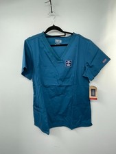 Cherokee Workwear Scrub Top Women's XL Navy Cotton Blend Knit V-Neck Medical NWT