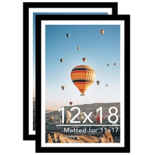 JCJMY 12x18 Picture Frame Set of 2, 11x17 Mat for Photos, Posters, Art