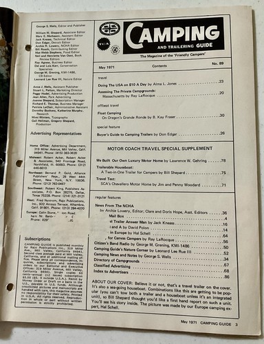 1970/1971 Camping Guide magazine Lot of 6 - Read Description And View All Photos - Imagen 10 de 19