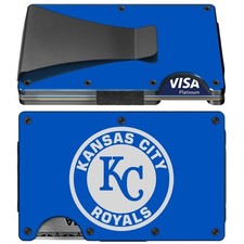 Kansas City Titanium Carbon Fiber Blue RFID Blocking Wallet w Clip D7