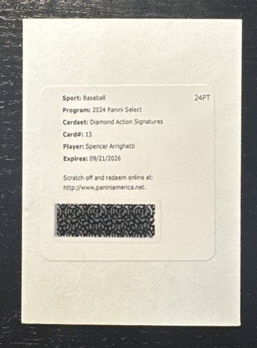 2024 Select Baseball Spencer Arrighetti Auto SP Houston Astros ๐๐๐