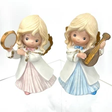 Vintage Homeco Christmas Holiday Musical Instrument Angels 5504 Pair of Two 4.5"
