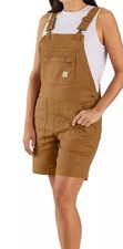 NEW Carhartt Women's Rugged Flex Relaxed Fit Canvas Shortalls Overalls Medium