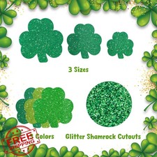 St Patrick's Day Cutouts 45 Pc Glitter Shamrock Clover Decor
