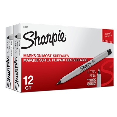 Permanent Markers, Ultra-Fine Point, Black, 24-Count