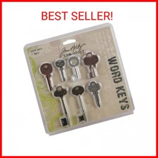 Idea-Ology Metal Word Keys 1.5 To 3 7/Pkg-Antique Nickel, Brass & Copper