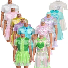 Men's Sissy French Maid Uniform Cosplay Costume Puff Sleeve Sparkly Fancy Dress