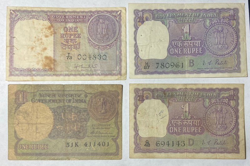 India 1 Rupee Banknotes Combine Shipping