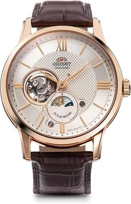 ORIENT SUN & MOON RN-AS0002S Classic Semi Skeleton Men's Watch Stainless Steel