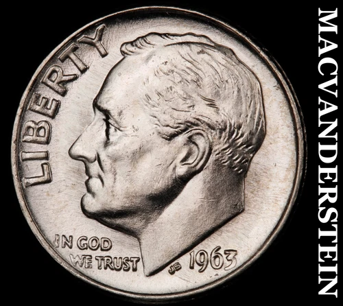 1963 Silver Roosevelt Dime - Choice Gem Brilliant Uncirculated  Lustrous #i752