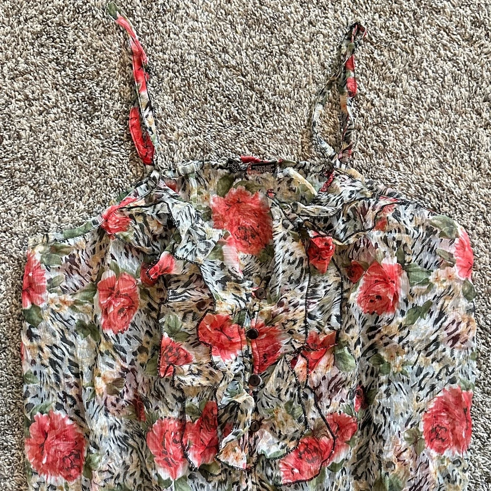 Camiseta sin mangas de colección Passport Plus con volantes florales transparentes talla 2X Y2K ecléctica indie informal Foto 2 de 4