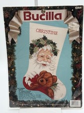 1991 Vintage Bucilla "Victorian Santa" Christmas Stocking Kit Cross Stitch 82826