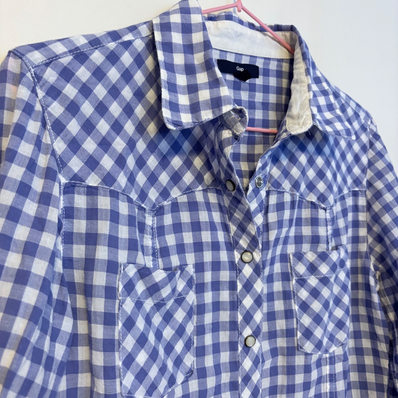 GAP Collared Snap Button Down Blouse Shirt Top Bl… - image 3