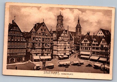 Postcard 1910s Stuttgart Germany Marktplatz City View