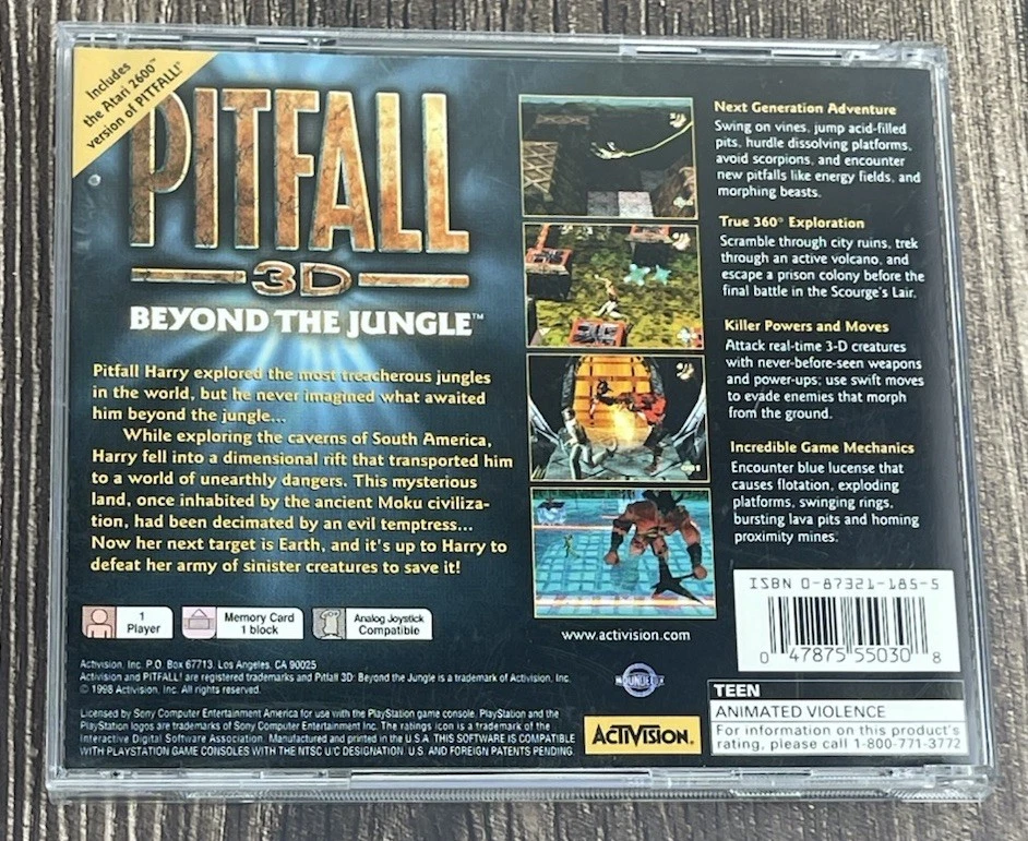 Pitfall 3D: Beyond the Jungle, PlayStation 1 (PS1) CIB W/Manual - Image 3 of 4