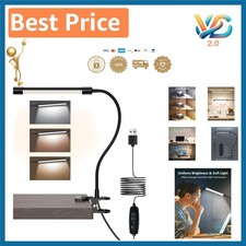 LED Desk Lamp with Clamp   Adjustable 3 Color Modes, 10 Brightness Levels, US...