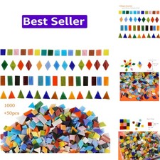 1050 Pieces Mixed Shapes Glass Mosaic Tiles for Crafts, Colorful Stained Glas...
