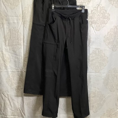 Women s Nursing Uniform Pants Black Stretch Elastic Waist Pull on Set Of Two M