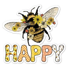 Be Happy Bee Sticker Decal