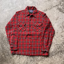 Vintage 1960s Pendleton Plaid Wool Loop Collar Mens size Medium USA Made