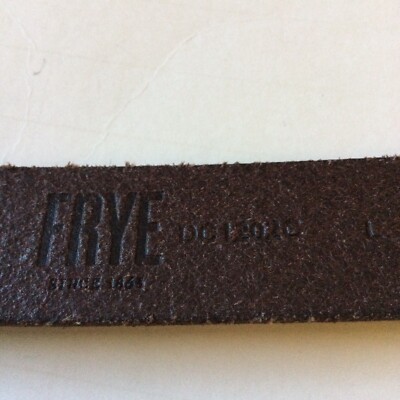 FRYE TWISTED STUD LEATHER BELT BROWN WITH BRASS D RING  display picture 1