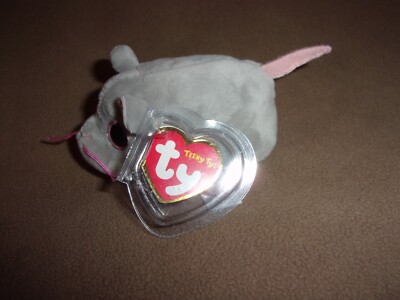 TY MWMT TEENY TYS MIKO THE GRAY MOUSE- 4''- STACKABLE- NEW- HARD TO FIND NOW
