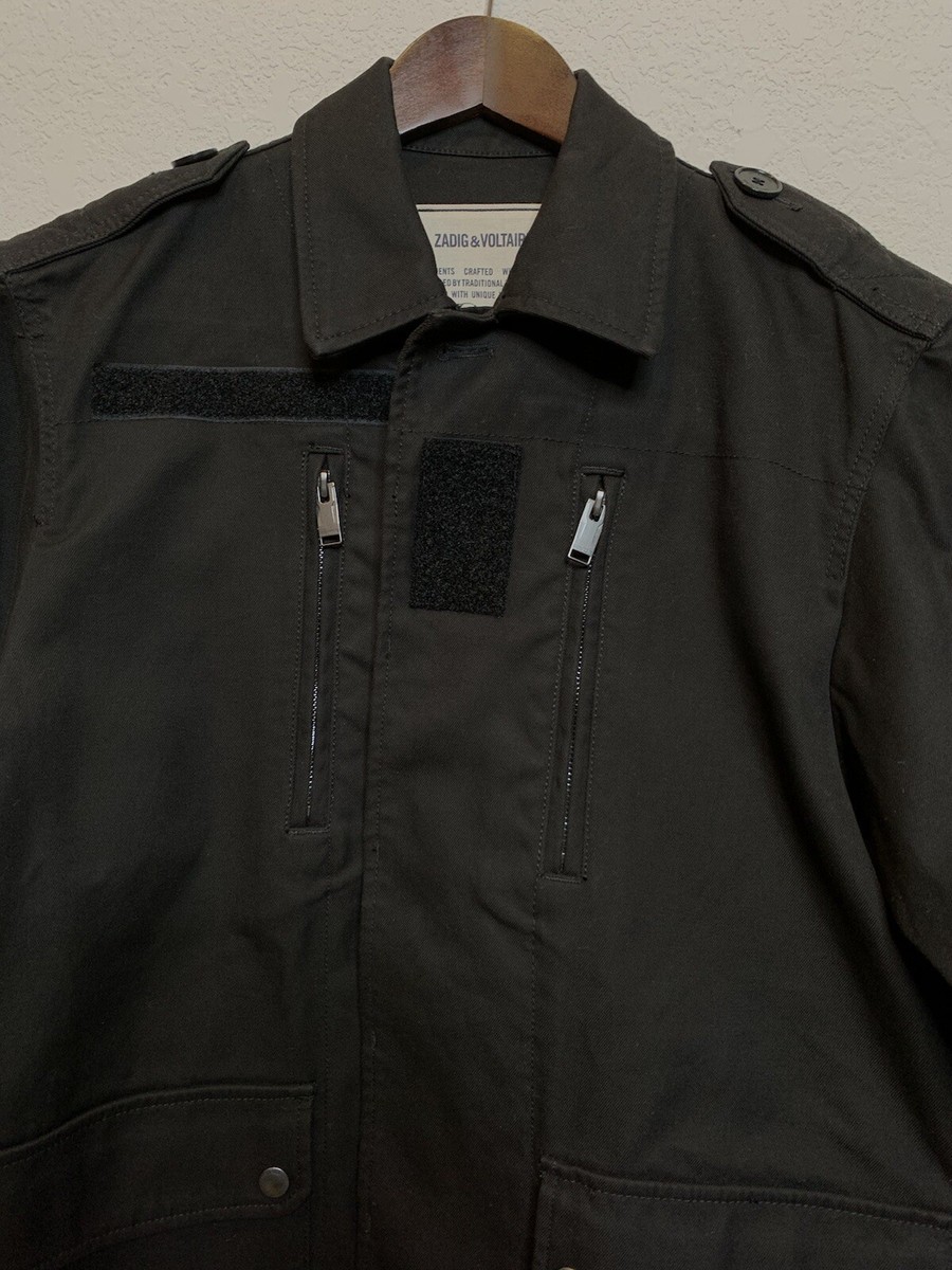 Zadig & Voltaire Men's Kido Military Jacket Designer Black