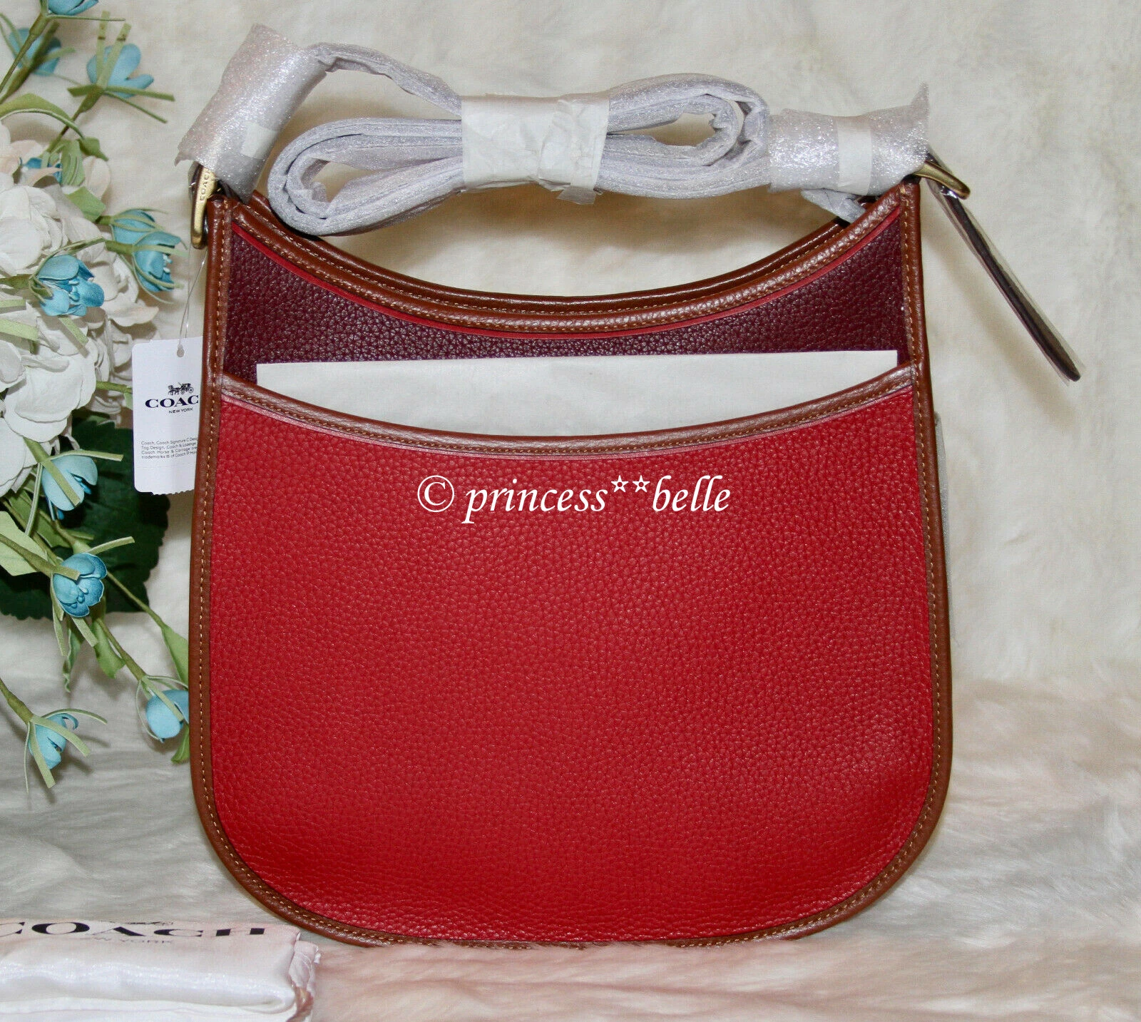 Coach Emery borsa a tracolla colorblock borsa a tracolla in pelle borsa a mano rossa $395