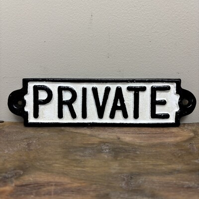 Privates Türschild - schwarz-weiß kleines Türschild - rustikale Qualität - Gusseisen