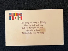 We Carry the Torch of Liberty Bells Ring Victory! Land Sea Home Vintage Postcard