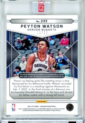 2022-23 Panini Obsidian PEYTON WATSON Gold Yellow Flood AUTO Patch 